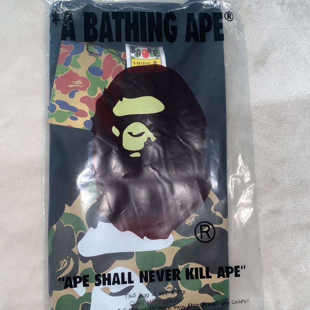 Bape Men T Shirt - Black and Green Camo
